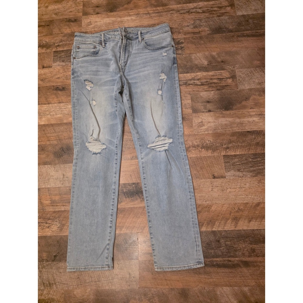 American Eagle Mens Ne(x)t Level Airflex Slim Straight Distressed Jeans 36x32